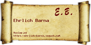 Ehrlich Barna névjegykártya